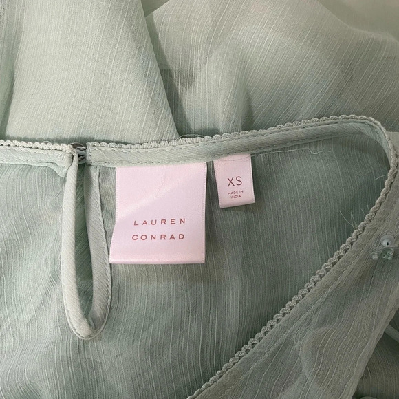 LC Lauren Conrad Mint Green Sequin Chiffon Lined Tank Top Xsmall Women’s - Picture 9 of 11
